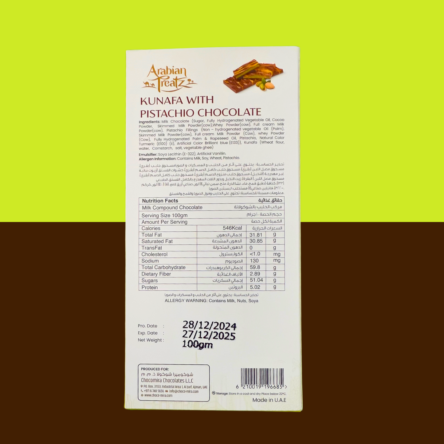 Pistachio Kunafa Chocolate