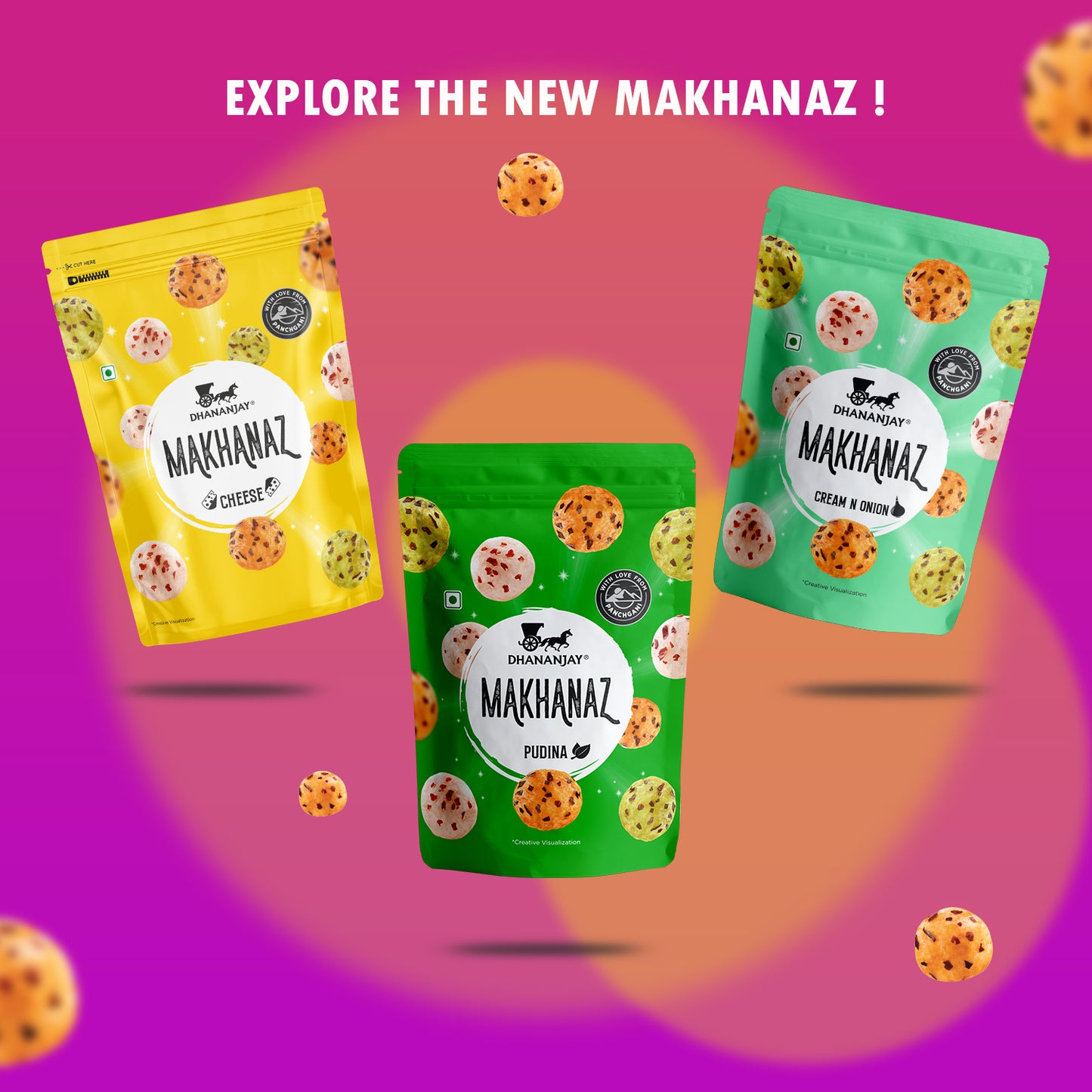 Cheese, Pudina & Cream and Onion (Pack of 3)