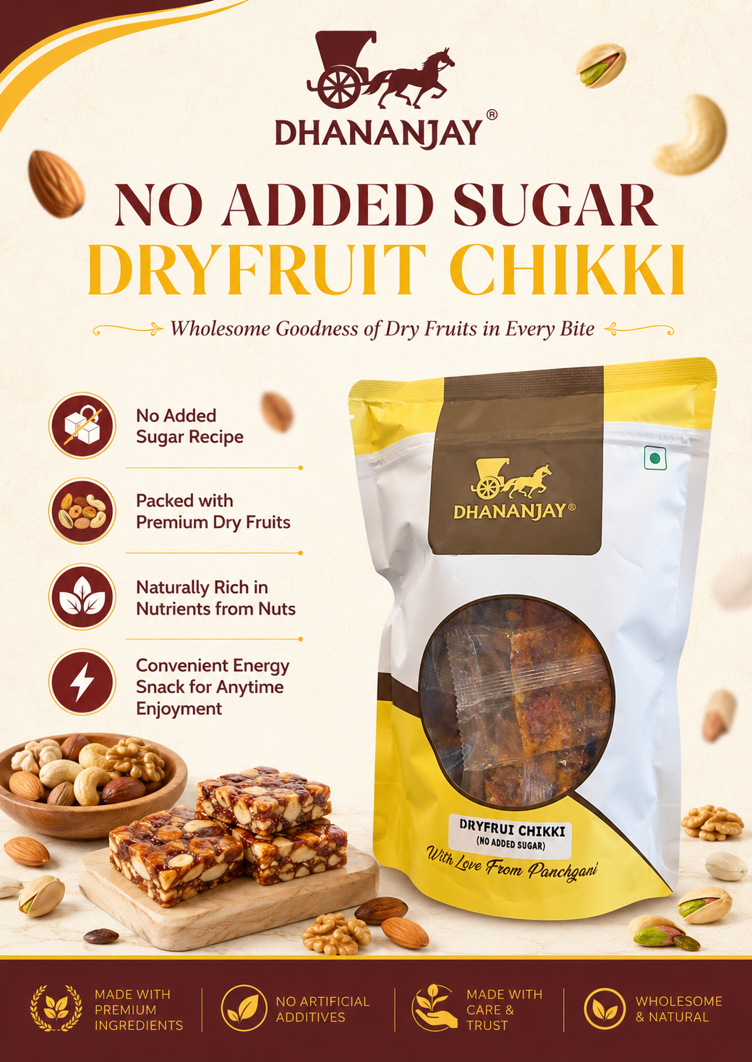 Dryfruit Chikki (No Added Sugar)